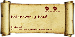 Malinovszky Máté névjegykártya
